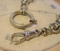 Antique Pocket Watch Chain 1920s Large Chrome Fancy Link Albert with Big Bolt Ring (7 of 12) Antique Pocket Watch Chain 1920s Large Chrome Fancy Link Albert with Big Bolt Ring (7 of 12)