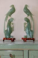 Pair of Chinese Carved Jade Birds of Paradise on Stands (6 of 15) Pair of Chinese Carved Jade Birds of Paradise on Stands (6 of 15)