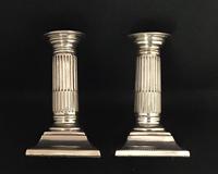 Pair of Silver Plated Corinthian Column Candlesticks Pair of Silver Plated Corinthian Column Candlesticks