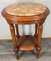 Plant Stand Vintage French Marble Top Round Display Table Cane Shelf (1 of 9)