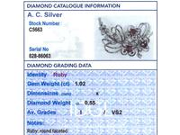 1.02ct Ruby & 0.55ct Diamond, 15ct White Gold Spray Brooch c.1925 (8 of 9) 1.02ct Ruby & 0.55ct Diamond, 15ct White Gold Spray Brooch c.1925 (8 of 9)
