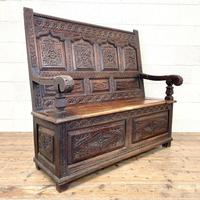 Antique 19th Century Carved Oak Settle (2 of 10) Antique 19th Century Carved Oak Settle (2 of 10)