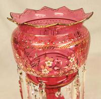 Antique Victorian Cranberry Mantle Table Lustre (5 of 8) Antique Victorian Cranberry Mantle Table Lustre (5 of 8)