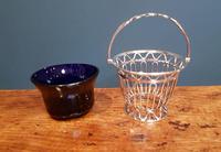 Antique Solid Silver & Bristol Blue Glass Basket (2 of 6) Antique Solid Silver & Bristol Blue Glass Basket (2 of 6)