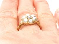Natural Pearl & 0.20ct Diamond, 18ct Yellow Gold Cluster Ring - Antique c.1880 (9 of 9) Natural Pearl & 0.20ct Diamond, 18ct Yellow Gold Cluster Ring - Antique c.1880 (9 of 9)