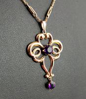 Antique Edwardian Lavalier Pendant, 9ct Gold and Amethyst (5 of 10) Antique Edwardian Lavalier Pendant, 9ct Gold and Amethyst (5 of 10)