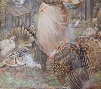 Superb Watercolour 'Feeding the Turkeys' by Robert Crozier (6 of 6) Superb Watercolour 'Feeding the Turkeys' by Robert Crozier (6 of 6)