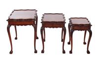 Burr Walnut & Carved Nest of 3 Tables c.1930 (4 of 7) Burr Walnut & Carved Nest of 3 Tables c.1930 (4 of 7)
