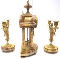 Antique 8 Day French Ormolu & Marble Mantel Clock Set with 2 Branch Candelabras (9 of 10) Antique 8 Day French Ormolu & Marble Mantel Clock Set with 2 Branch Candelabras (9 of 10)