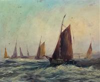 19thc (British School) Fishing Boats In Rough Seas Oil On Board Painting (10 of 13) 19thc (British School) Fishing Boats In Rough Seas Oil On Board Painting (10 of 13)