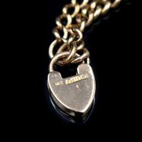 Antique Heart Padlock Graduated Curb 9ct 9K Gold Bracelet 7.5" (7 of 9) Antique Heart Padlock Graduated Curb 9ct 9K Gold Bracelet 7.5" (7 of 9)