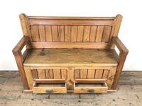 Pitch Pine and Oak Settle Bench with Drawers (M-1475) (8 of 11) Pitch Pine and Oak Settle Bench with Drawers (M-1475) (8 of 11)