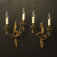 French Pair Of Gilded Bronze Antique Wall Lights