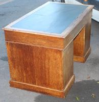 1920's Solid Light Oak Pedestal Desk with Green Leather Top. (4 of 5) 1920's Solid Light Oak Pedestal Desk with Green Leather Top. (4 of 5)