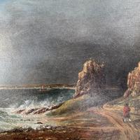 Antique oil painting seascape coastal scene of St Owens Ouens Bay Jersey (5 of 10) Antique oil painting seascape coastal scene of St Owens Ouens Bay Jersey (5 of 10)