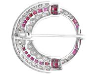 0.97ct Ruby & 2.23ct Diamond, 14ct White Gold Brooch - Art Deco c.1930 (5 of 9) 0.97ct Ruby & 2.23ct Diamond, 14ct White Gold Brooch - Art Deco c.1930 (5 of 9)