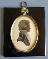 Georgian Silhouette Portrait Painting of Young Gentleman Signed (2 of 2) Georgian Silhouette Portrait Painting of Young Gentleman Signed (2 of 2)
