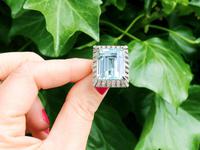 20.50 ct Aquamarine and 2.15 ct Diamond, Platinum Dress Ring - Vintage Circa 1950 (2 of 9) 20.50 ct Aquamarine and 2.15 ct Diamond, Platinum Dress Ring - Vintage Circa 1950 (2 of 9)