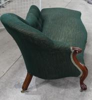 1900's Carved Mahogany Chaise with Buttoned Back in Green (2 of 3) 1900's Carved Mahogany Chaise with Buttoned Back in Green (2 of 3)