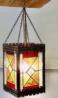 Arts and Crafts Stained Glass Hall Lantern