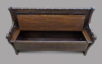 Victorian Carved Oak Monks Bench / Settle (4 of 5) Victorian Carved Oak Monks Bench / Settle (4 of 5)