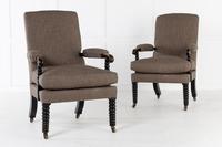 Pair of 19th Century English Regency Ebonised Bobbin Armchairs (4 of 5) Pair of 19th Century English Regency Ebonised Bobbin Armchairs (4 of 5)