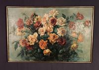 Signed Early 20th Century Large French Oil on Canvas Bouquet of Roses (6 of 8) Signed Early 20th Century Large French Oil on Canvas Bouquet of Roses (6 of 8)