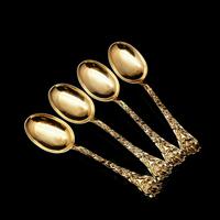 Antique Set of 4 Solid Silver Gilt Spoons with Highly Embossed Design - Henry William Curry 1871 (11 of 14) Antique Set of 4 Solid Silver Gilt Spoons with Highly Embossed Design - Henry William Curry 1871 (11 of 14)
