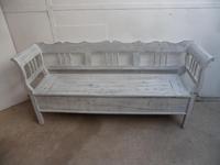 Mottled White & Black 3 Seater Antique Pine Kitchen / Hall Box Settle / Bench (8 of 10) Mottled White & Black 3 Seater Antique Pine Kitchen / Hall Box Settle / Bench (8 of 10)
