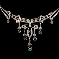 Antique Victorian Art Nouveau Green Paste Garland Necklace Silver c.1900 (6 of 8) Antique Victorian Art Nouveau Green Paste Garland Necklace Silver c.1900 (6 of 8)