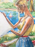 Original chalks and pencil drawing 'Daz washes whiter' produced for a newspaper/periodical advertising campaign. c.1965 (2 of 3) Original chalks and pencil drawing 'Daz washes whiter' produced for a newspaper/periodical advertising campaign. c.1965 (2 of 3)