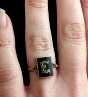 Antique Victorian mourning ring, 9ct Rose gold, Letter E (11 of 11) Antique Victorian mourning ring, 9ct Rose gold, Letter E (11 of 11)