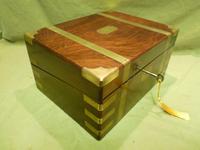 Brass Bound Walnut Writing Box - Secret Drawer - Original Leather c.1850 (5 of 14) Brass Bound Walnut Writing Box - Secret Drawer - Original Leather c.1850 (5 of 14)