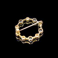 Antique Aquamarine and Pearl 9ct Yellow Gold Wreath Circle Brooch Pin (3 of 6) Antique Aquamarine and Pearl 9ct Yellow Gold Wreath Circle Brooch Pin (3 of 6)