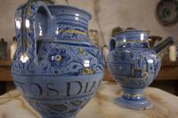 Pair of Mid 17th Century Italian Majolica Berettino Wet Drug Jars (9 of 11) Pair of Mid 17th Century Italian Majolica Berettino Wet Drug Jars (9 of 11)