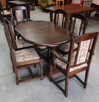 1940's Oak Dining Suite with Set 6 Oak Dining Chairs (3 of 5) 1940's Oak Dining Suite with Set 6 Oak Dining Chairs (3 of 5)