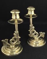 Pair of Antique Serpent Decorated Brass Candlesticks (2 of 5) Pair of Antique Serpent Decorated Brass Candlesticks (2 of 5)