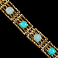 Antique Edwardian Opal Turquoise Gate Bracelet 9ct Gold Walker & Hall c.1901 (5 of 7) Antique Edwardian Opal Turquoise Gate Bracelet 9ct Gold Walker & Hall c.1901 (5 of 7)