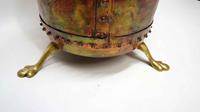 Large Victorian studded copper fireside log bucket or planter on brass feet (4 of 6) Large Victorian studded copper fireside log bucket or planter on brass feet (4 of 6)