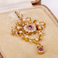 Antique Edwardian 1.07 Carat Pink Tourmaline & Pearl Pendant c.1901 (5 of 6) Antique Edwardian 1.07 Carat Pink Tourmaline & Pearl Pendant c.1901 (5 of 6)