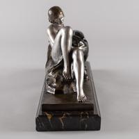 Stunning French Art Deco Bronze & Silvered Sculpture. Signed A.Ouline - Lady & Panther (5 of 11) Stunning French Art Deco Bronze & Silvered Sculpture. Signed A.Ouline - Lady & Panther (5 of 11)