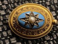 Victorian Yellow Metal, Enamel & Seed Pearl Brooch c.1860 (3 of 3) Victorian Yellow Metal, Enamel & Seed Pearl Brooch c.1860 (3 of 3)