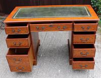 1960s Oak Vaneer Pedestal Desk with Green Leather (2 of 4) 1960s Oak Vaneer Pedestal Desk with Green Leather (2 of 4)