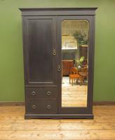 Antique Black Painted Double Wardrobe with Mirror in 4 Parts, Gothic Shabby Chic (2 of 17) Antique Black Painted Double Wardrobe with Mirror in 4 Parts, Gothic Shabby Chic (2 of 17)