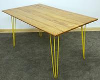 1960/70s Hairpin Legged Table With Later Pitch Pine Top (4 of 6) 1960/70s Hairpin Legged Table With Later Pitch Pine Top (4 of 6)