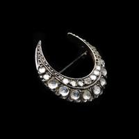 Antique Rose Cut Paste Gold and Silver Crescent Moon Brooch Pin (8 of 9) Antique Rose Cut Paste Gold and Silver Crescent Moon Brooch Pin (8 of 9)