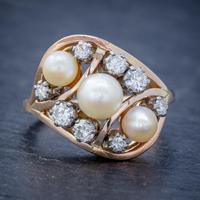 Antique Edwardian Pearl Diamond Cluster Ring 18ct Gold c.1910 (5 of 6) Antique Edwardian Pearl Diamond Cluster Ring 18ct Gold c.1910 (5 of 6)