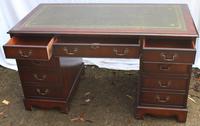 1960's Large Mahogany Pedestal Desk with Green Leather Inset + Key (4 of 4) 1960's Large Mahogany Pedestal Desk with Green Leather Inset + Key (4 of 4)