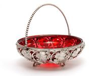 Victorian Silver Plated Basket with the Original Cranberry Glass Liner (2 of 6) Victorian Silver Plated Basket with the Original Cranberry Glass Liner (2 of 6)