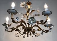 Large Vintage French 5 Arm Gilt Toleware Chandelier (8 of 11) Large Vintage French 5 Arm Gilt Toleware Chandelier (8 of 11)